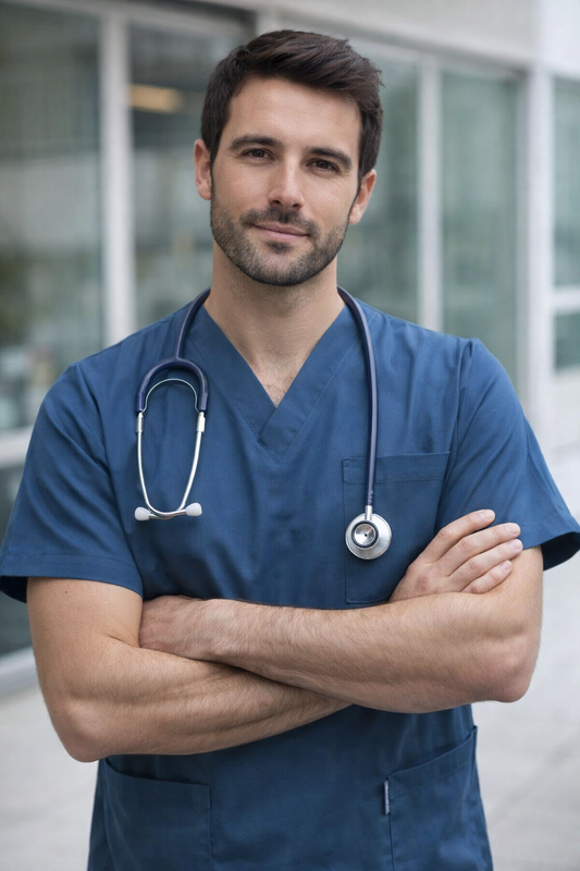 Blusón Escote V Hombre petroleo