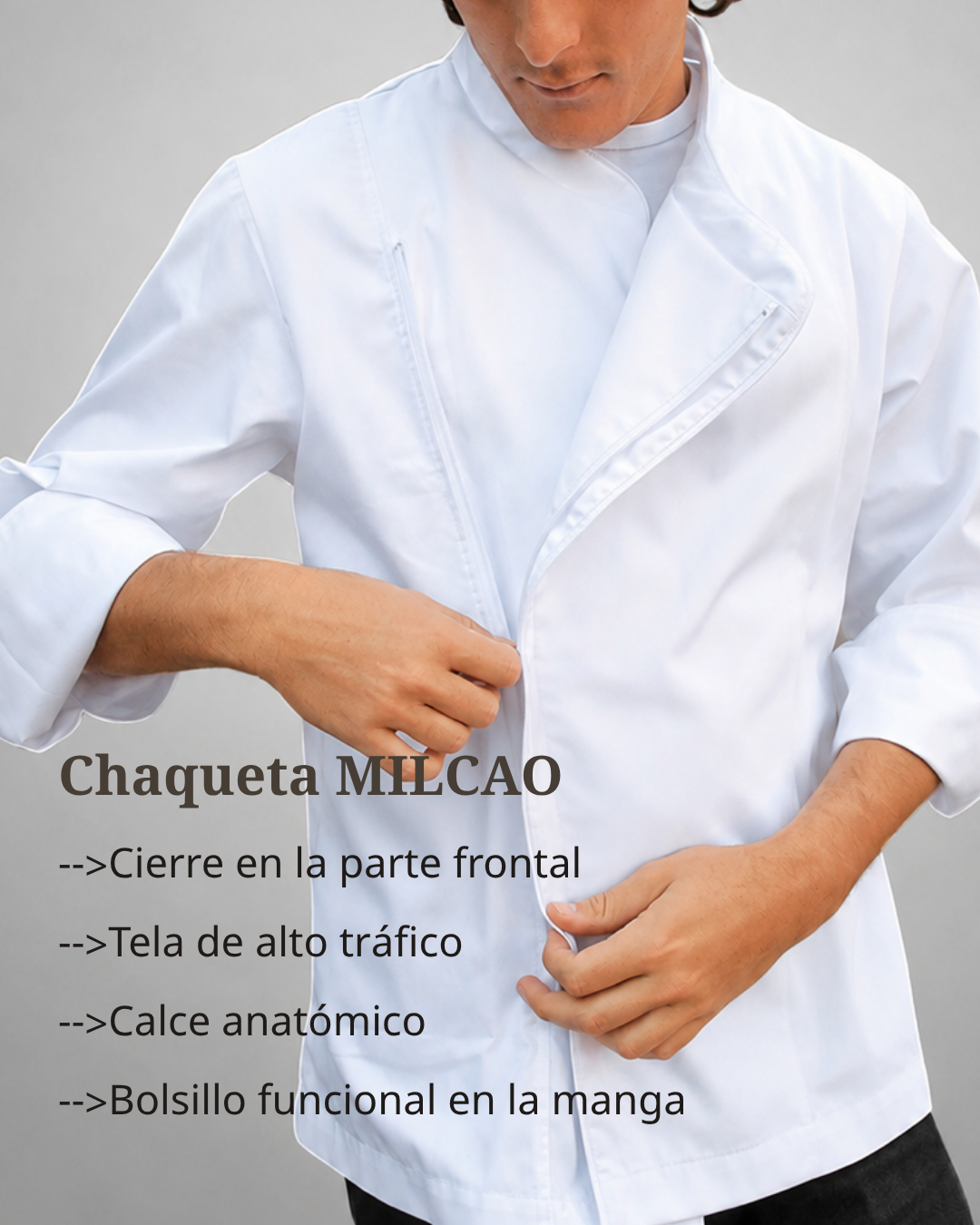 Chaqueta Milcao hombre con cierre blanca