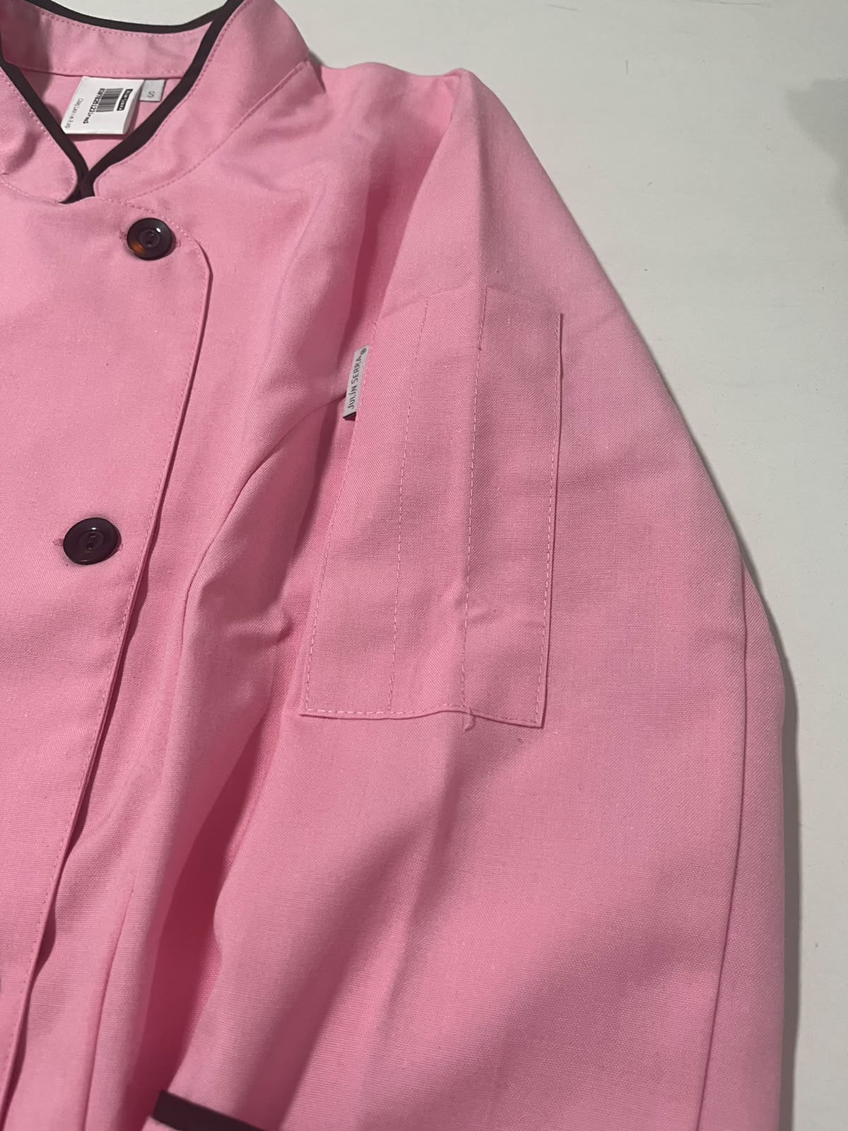 Chaqueta Laura rosada con vivo chocolate