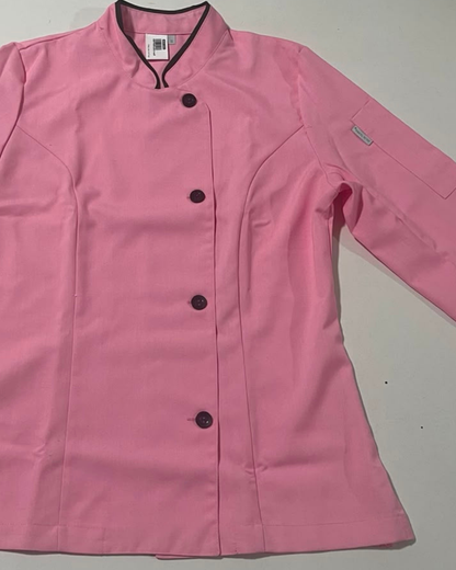 Chaqueta Laura rosada con vivo chocolate