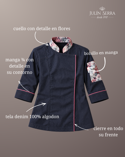 Chaqueta Milcao mujer con cierre en denim delgado detalles estampados
