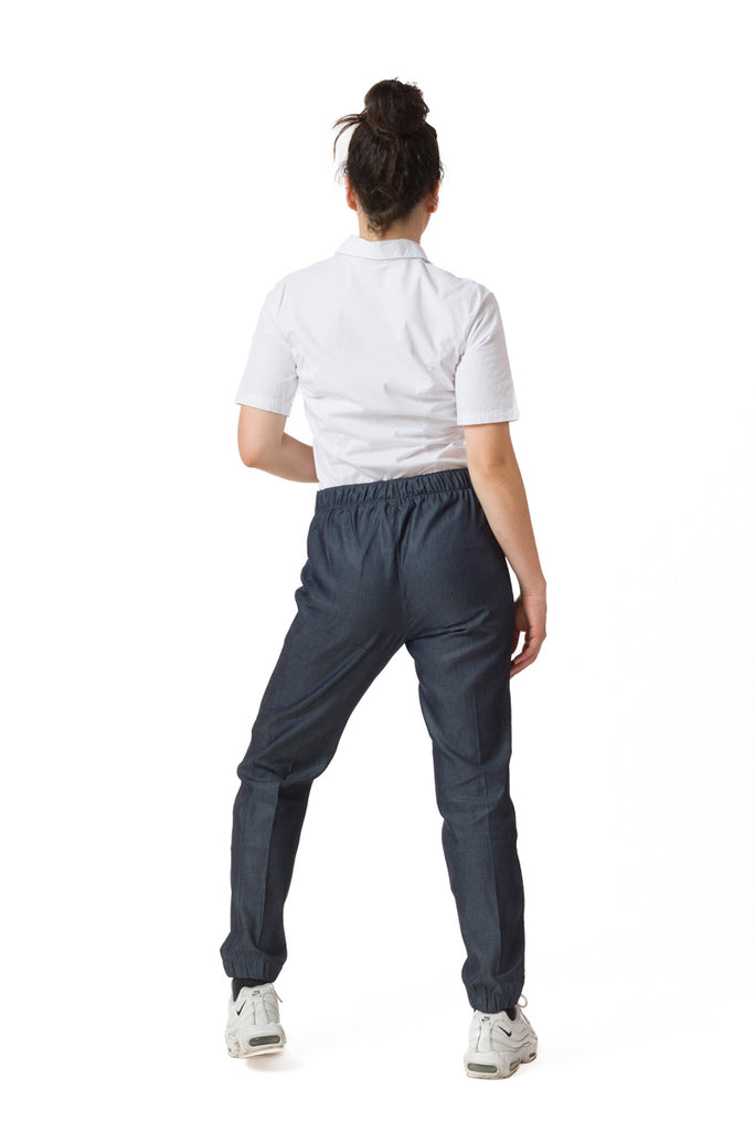 Pantalón Fit Jogger Mujer a la cintura en mezclilla delgada grisasea