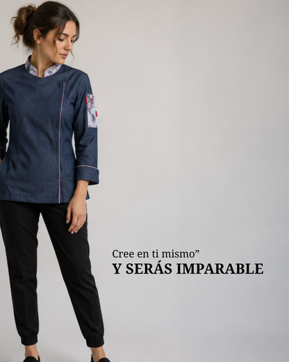Chaqueta Milcao mujer con cierre en denim delgado detalles estampados