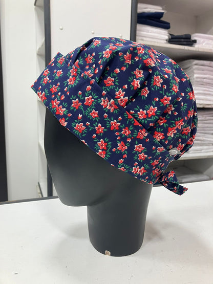 Gorro Magnolia estampado Flores con azul (E04)