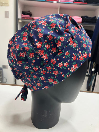 Gorro Magnolia estampado Flores con azul (E04)