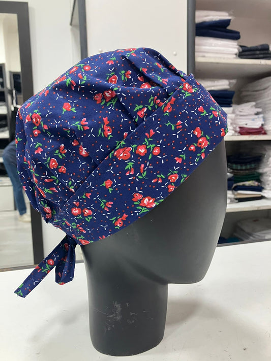 Gorro Magnolia estampado Flores con azul (E30)