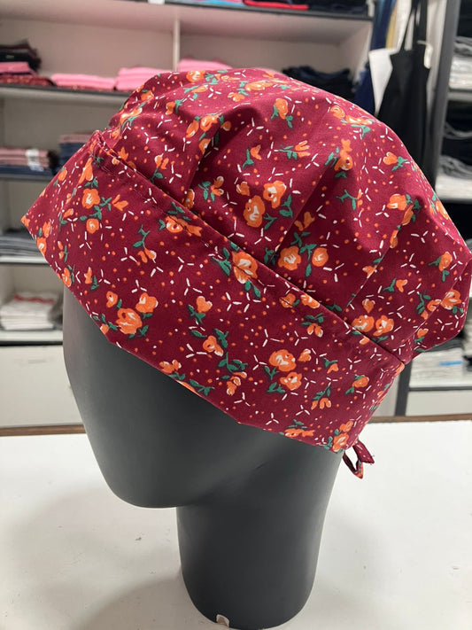 Gorro Magnolia estampado Flores con burdeo (E27)