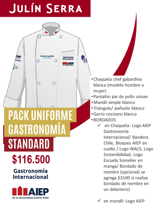 PACK UNIFORME GASTRONOMIA INTERNACIONAL AIEP