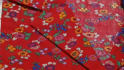 Pintora estampada roja flores colores