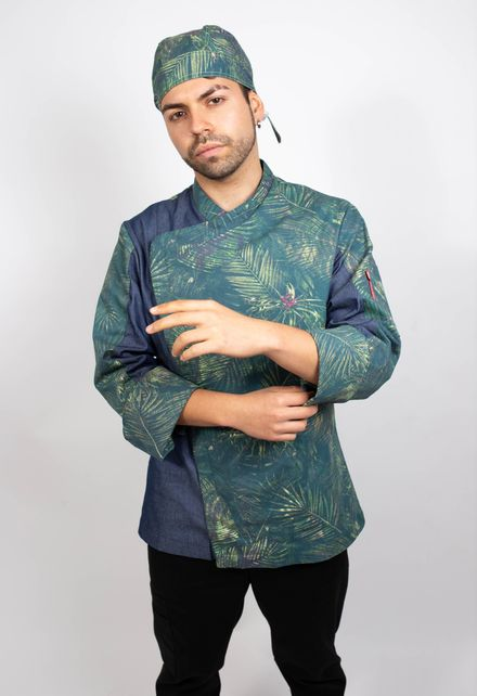 Chaqueta Milcao con cierre en algodón estampado Tropical